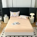 Effen hoeslaken zacht ademend matrasovertrek met kussenslopen voor comfortabele slaapkamerinrichting - 150x200cm / Oranje Sterrenlotus