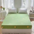 Groen bloemig 100% katoenen hoeslaken, frisse stijl matrasbeschermer voor slaapkamer alle seizoenen. - 150x200cm / Elegant Grasgroen
