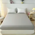 Effen grijs katoenen hoeslaken voor matras met kussens slaapkamer decoratie zacht en comfortabel - 150x200cm / Nachthyacint-Grijs