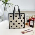Large capacity polka dot cosmetic bag portable canvas toiletry storage bag for daily travel. - Style 5