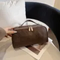Grote capaciteit cosmetische tas draagbare make-up opbergtas met dubbele rits - Koffie