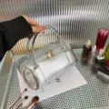 Zilveren metallic lederen cosmetische tas draagbare make-up opbergtas voor reis gebruik - Zilver