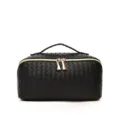Sac cosmétique tissé noir grande capacité organisateur de maquillage trousse de toilette - Noir