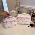 Gequilte bloemen cosmetische tas, schattige roze tulp print make-up etui voor reis. - S / Tulp