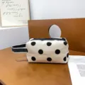 Klassieke polkadots cosmetische tas met zwarte handgreep en rits, ruime opbergruimte. - Stijl 3