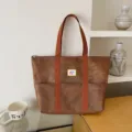 Bruine corduroy shopper grote schoudertas casual reistas met duurzame handvatten voor dagelijks - Koffie
