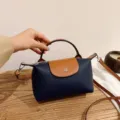 Dames stijlvolle lederen dumpling handtas contrastkleur schouder crossbody tas model - Blauw