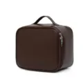 Bruine lederen cosmetische tas grote capaciteit draagbare reistoilettas organizer - Bruin