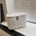Beige Geweven Cosmetische Tas Grote Capaciteit Draagbare Make-up Organizer Toilettas - Beige