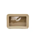 Beige transparante cosmetische tas, stijlvolle draagbare make-up etui met doorzichtige venster. - Lichtgoud