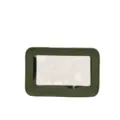 Green PU leather cosmetic bag with clear PVC window for daily travel storage pouch - Army Green