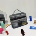 Tragbare doppelschichtige Netztasche Kosmetiktasche große Kapazität transparente Make-up Tasche - Grau Doppelschicht