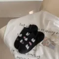 Sommer dünne reine Baumwolle Bootssocken süße Cartoon flache unsichtbare Socken für Damen Mädchen. - Einheitsgröße / Schwarz