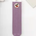 Cute girls ribbed mid-calf socks featuring lovely cherry embroidery design for spring autumn. - One Size / Purple Cherry