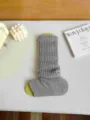 Women winter thick knitted footless leg warmers solid color cozy boot cuffs boot socks - One Size / Light Gray