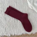 Calze a coste bordeaux da donna retrò tinta unita in cotone vintage stile casual - Taglia unica / rosso Angola