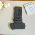 Dark grey knitted stirrup socks women winter warm leg warmers slouch boots long socks - One Size / Dark Gray