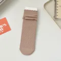 Autumn winter women mid-calf fashion solid color ribbed slouch socks casual warm knit hosiery. - One Size / Light Coffee
