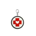Red medical nurse PVC keychain with lobster clasp, cute heart cross design pendant, bag charm gift. - Red Cross Disc