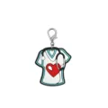 Nurse uniform shaped PVC charm detail with stethoscope and heart for medical gifts or keychains. - 03
