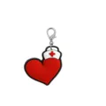 Red nurse heart PVC keychain with lobster clasp, creative medical themed key ring pendant. - Nurse Heart