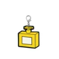 Gedetailleerd weergave van de gele parfumfles PVC sleutelhanger en leuke tasaccessoire. - 06