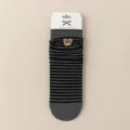 Autumn winter cute cartoon bear embroidery mid-tube socks preppy style striped cotton socks - One Size / Dark Gray