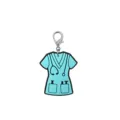 Blue nurse scrub PVC keychain detail, cute medical uniform charm, lobster clasp accessory. - 14