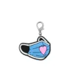 Cute medical mask keychain with pink heart pendant, metal lobster clasp accessory for bags keys. - 11