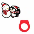 Noël dessin animé pingouin PVC caoutchouc souple bague DIY enfants mignon anneau rouge cadeau. - Noir Mat (01)