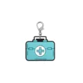 Blue medical first aid kit cartoon PVC keychain with silver lobster clasp for cute bag pendant. - 02