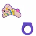 Süßes Cartoon Tier PVC weiches Gummi Ring DIY Kinderspielzeug lustiger Fingerschmuck Geschenk - Mattschwarz (01)