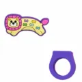 Cartoon Dackel Tier PVC Weichgummi Ring DIY Kinderspielzeug süßer Fingerring Schmuck Geschenk - Grüne und Blaue Stickerei (03)