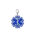 Blue medical PVC keychain star of life nurse pendant charm with lobster clasp accessory. - 11