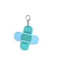 Blue medical band-aid shape PVC keychain with metal lobster clasp, cute cartoon keyring pendant. - 12