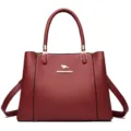 Wijnrode vrouwen handtas elegante lederen shopper mode schoudertas voor dagelijks gebruik - Rood