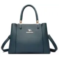 Donkergroene dames handtas van PU leder schoudertas en crossbody tas elegante variant - Blauw