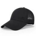 Black summer baseball cap with breathable mesh back, quick-drying outdoor sun protection hat. - Adjustable / Black