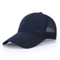 Quick-drying nylon baseball cap detail, navy blue mesh breathable outdoor sports hat. - Adjustable / Blue