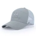 Men's breathable mesh baseball cap, casual grey sun protection outdoor snapback hat. - Adjustable / Gray