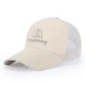 Beige mesh baseball cap for men, breathable trucker hat with LA Creativity embroidery. - Adjustable / Khaki