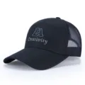 Men's breathable mesh baseball cap, casual snapback hat with embroidered front letters. - Adjustable / Blue