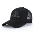 Men breathable mesh baseball cap outdoor sun protection embroidery dad hat summer stylish - Adjustable / Black