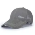 Grey mesh baseball cap detail, breathable hollow design and lengthened brim for summer outdoor. - Light Gray