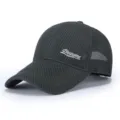 Mens summer breathable mesh baseball cap with extended brim for outdoor sun protection. - Dark Gray