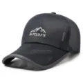 Details of the summer breathable mesh baseball cap, sporty outdoor sun protection design. - Gray