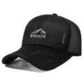 Black mesh baseball cap for men summer breathable outdoor sports sun shade fishing hat - Black