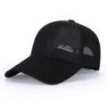 Breathable mesh baseball cap for summer outdoor sun protection and casual wear detail view - Adjustable / Black
