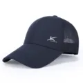Men's breathable mesh baseball cap, dark blue outdoor sports sunshade hat for summer. - Blue