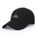 Black sherpa fleece baseball cap for women, cozy winter fluffy fuzzy hat with chic embroidery. - Adjustable / Black